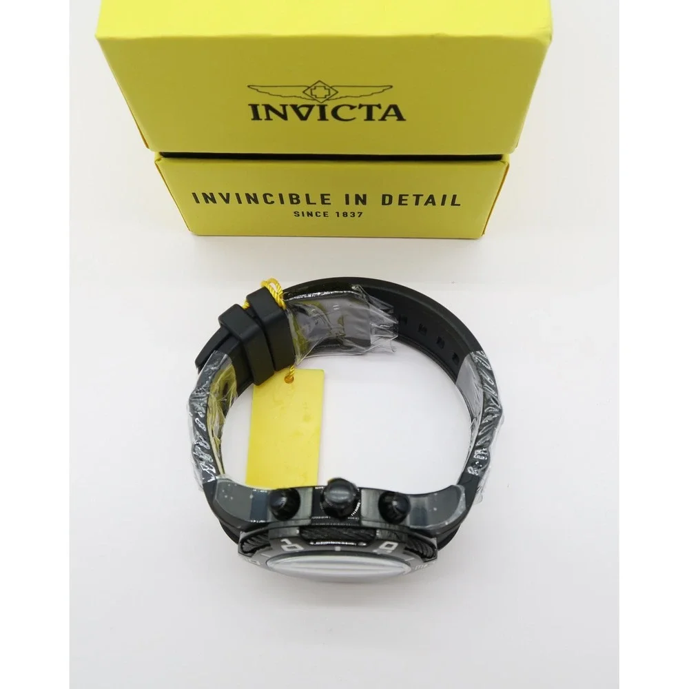 Invicta Bolt Tensile Mens Watch 50mm Black Chronograph Silicone Strap 234823